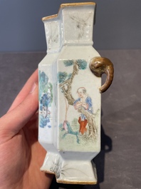 A Chinese famille rose vase and a plate, Qianlong mark, 20th C.