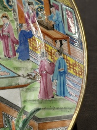 A rare Chinese Canton famille rose armorial dish with the arms of Wight, ca. 1810
