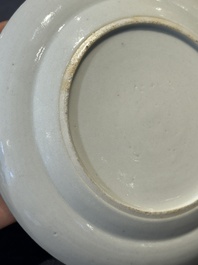 A pair of rare Chinese Canton famille rose armorial plates with the arms of Wight, ca. 1810