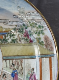 A rare Chinese Canton famille rose armorial dish with the arms of Wight, ca. 1810
