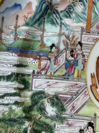 A rare Chinese Canton famille rose armorial dish with the arms of Wight, ca. 1810