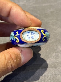 Six Chinese Peking enamel snuff bottles with European design, Qianlong mark, 19/20th C.