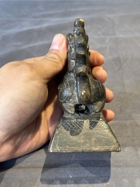 A large bronze sculpture and an opium weight in shape of Hintha or Hamsa, Burma/India, 17/18th C.
