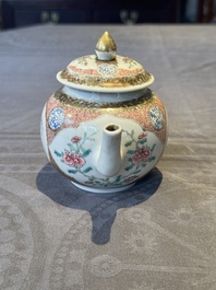 A Chinese monogrammed famille rose teapot with floral design, Yongzheng/Qianlong
