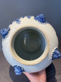 A Chinese blue and white 'landscape' vase and cover, Chenghua mark, 19th C.