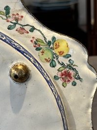 A large Chinese Canton enamel dish with scholars in a landscape, Yongzheng