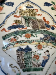 A Chinese famille verte 'figures and antiquities' jar and cover, Kangxi