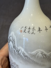 A pair of Chinese polychrome 'snow scene' vases, Jing De Zhen Zhi 景德鎮製 mark, dated 1979