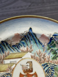 A pair of rare Chinese Canton famille rose armorial soup plates with the arms of Wight, ca. 1810