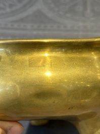 A Chinese bronze censer on stand, Wu Chen Mi Sheng Tang Zhi 戊辰米生堂制 mark, 19th C.