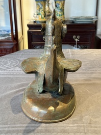 A large bronze sculpture and an opium weight in shape of Hintha or Hamsa, Burma/India, 17/18th C.