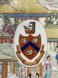 A rare Chinese Canton famille rose armorial dish with the arms of Wight, ca. 1810