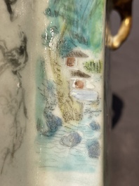 A Chinese famille rose vase and a plate, Qianlong mark, 20th C.