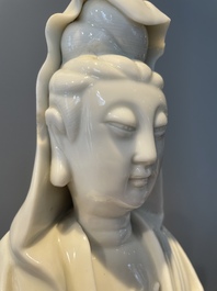 Two Chinese Dehua blanc de Chine figures of Guanyin, 18th C.