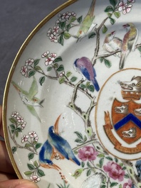 A pair of rare Chinese Canton famille rose armorial plates with the arms of Wight, ca. 1810
