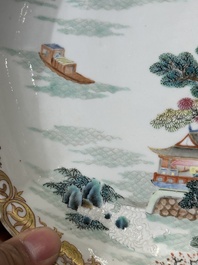 A Chinese famille rose 'river landscape' dish, Qianlong