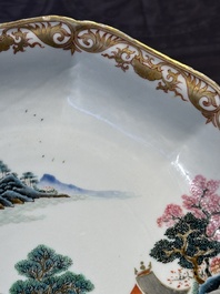 A Chinese famille rose 'river landscape' dish, Qianlong