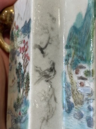 A Chinese famille rose vase and a plate, Qianlong mark, 20th C.