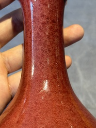 A Chinese monochrome copper-red-glazed vase, Xuande mark, 18/19th C.