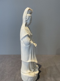 Two Chinese Dehua blanc de Chine figures of Guanyin, 18th C.