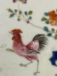 A Chinese famille rose vase and a plate, Qianlong mark, 20th C.