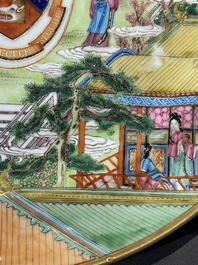 A rare Chinese Canton famille rose armorial dish with the arms of Wight, ca. 1810