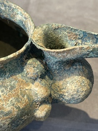 A group of seven bronze and pottery objects, Syria, Persia, and Luristan, 3rd C. and earlier