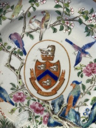 A pair of rare Chinese Canton famille rose armorial plates with the arms of Wight, ca. 1810
