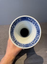 Three Chinese blue and white vases with floral design, Kangxi