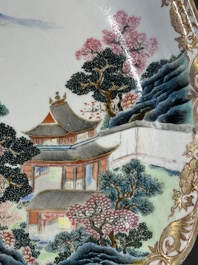 A Chinese famille rose 'river landscape' dish, Qianlong