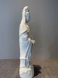 Two Chinese Dehua blanc de Chine figures of Guanyin, 18th C.