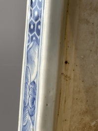 A square Chinese blue and white 'three rams' jardiniere, 19th C.