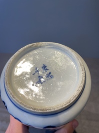 A Chinese celadon-ground slib design 'dragon' vase and Chinese blue and white vase or incense container, 19th C.