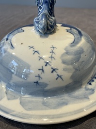 A Chinese blue and white 'landscape' vase and cover, Chenghua mark, 19th C.