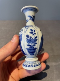 Two pairs of Chinese blue and white 'Long Eliza' vases, jade mark, Kangxi