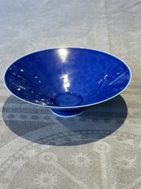 A Chinese blue monochrome bowl, Guangxu mark and of the period