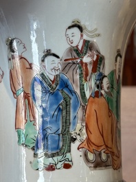 A Chinese famille verte 'gu' vase with narrative design, 19th C.