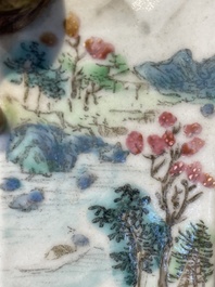 A Chinese famille rose vase and a plate, Qianlong mark, 20th C.