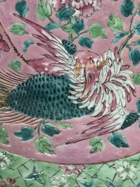 A Chinese famille rose 'dragon and phoenix' dish for the Straits or Peranakan market, 19th C.