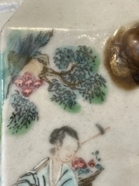 A Chinese famille rose vase and a plate, Qianlong mark, 20th C.