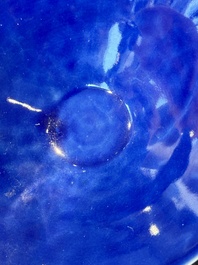 A Chinese blue monochrome bowl, Guangxu mark and of the period