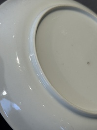 A pair of Chinese famille rose armorial saucers with the arms of Arendsma van Idsinga for the Dutch market, Qianlong