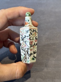 A Chinese double losange-shaped '12 zodiac animals' snuff bottle and a 'roosters' snuff bottle, 19th C.