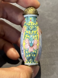 Six Chinese Peking enamel snuff bottles with European design, Qianlong mark, 19/20th C.