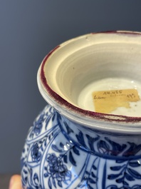 Three Chinese blue and white vases with floral design, Kangxi