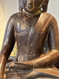 A Burmese lacquered and gilt wooden Buddha, 17/18th C.