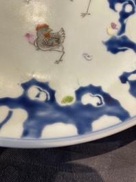 A Chinese famille rose vase and a plate, Qianlong mark, 20th C.
