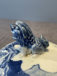 A Chinese blue and white 'landscape' vase and cover, Chenghua mark, 19th C.