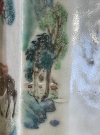 A Chinese famille rose vase and a plate, Qianlong mark, 20th C.