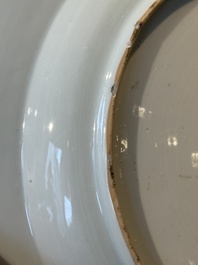 A Chinese famille rose armorial dish with incised rim for the English market with the arms of Willes Impaling Broster, Qianlong